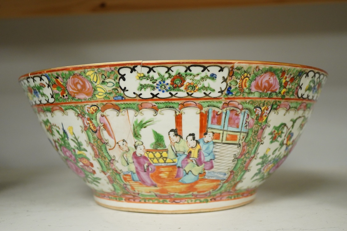 A 19th century Chinese famille rose punch bowl, 33.5cm
